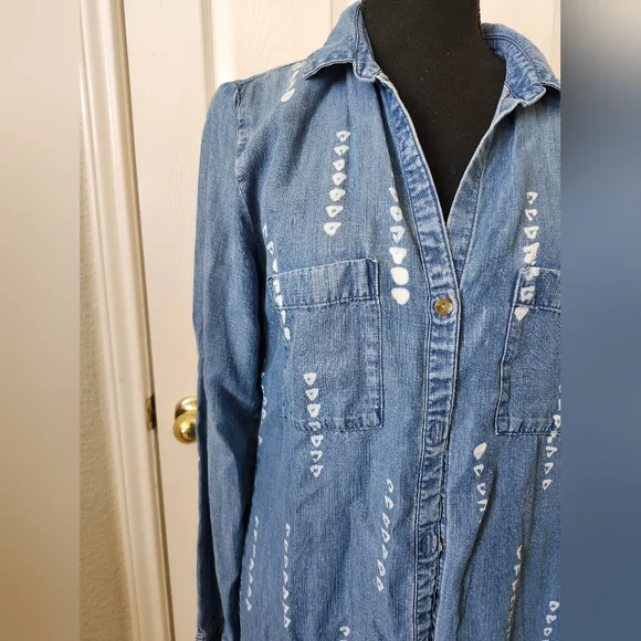 Cloth & Stone Anthropologie Denim Blue Button-Down Shirt Dress S - Picture 5 of 9